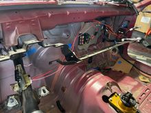 Found a mounting home for the fuse block and began to run wires. American auto wire kit with everything needed for a basic set up. Will still be using the column style ignition for now.