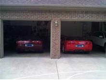 Dual Vetts - My fiances dads and uncles vettes. red ones standard, burgandy one is a 50th Anniversary Indy 500 pace car.