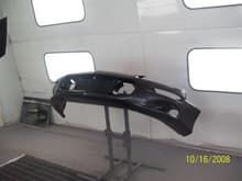 3 Front Bumper in Booth with Base Coat