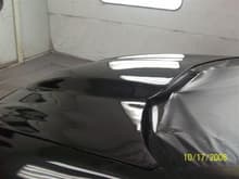 20 Camaro Rear Hood in Booth with Clear Coat