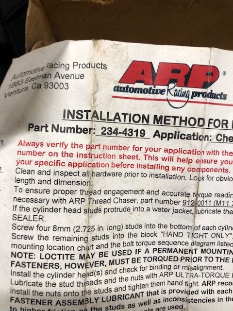 Engine - Internals - FS: Arp lsx/dart 6 bolt head studs BNIB - New - 0  All Models - North East, MD 21901, United States