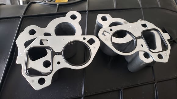 The holley LT block to LS water pump spacers. 