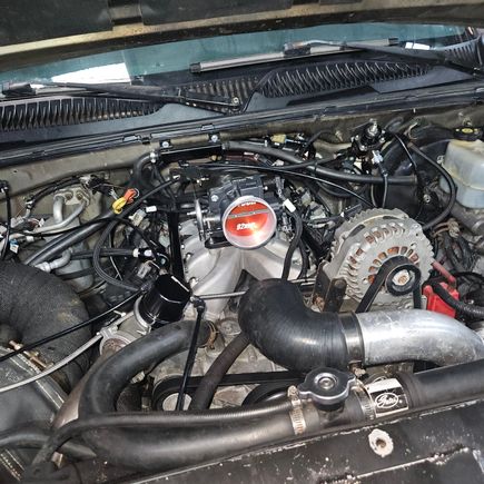 Almost done, tomorrow going to run the 3 inch intercooler piping to the throttle body and put a coupling there so i dont have 2 splices there, it doesnt reach like it is because the throttle body is much further back now