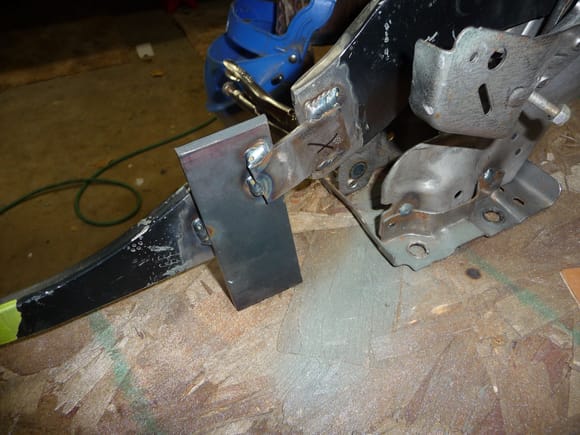Some scrap welded to pedal to mock up the pedal into the right place.
