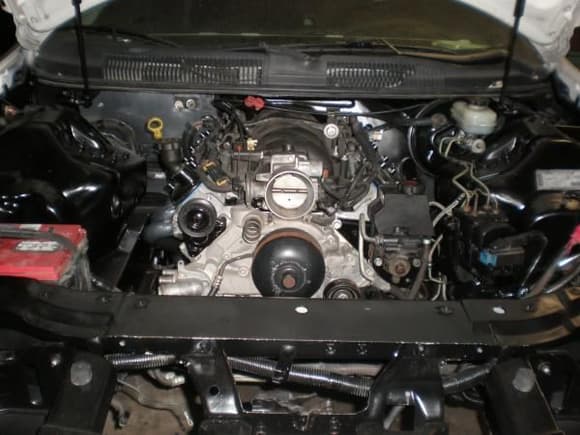 The engine bay of my 98 Z with the new LS1