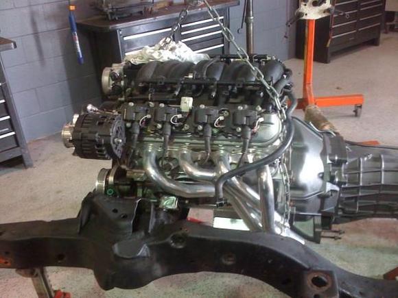 Engine in newly powder coated frame