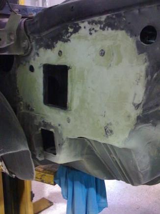 Smoothing of the firewall with vintage air ac face plate installed