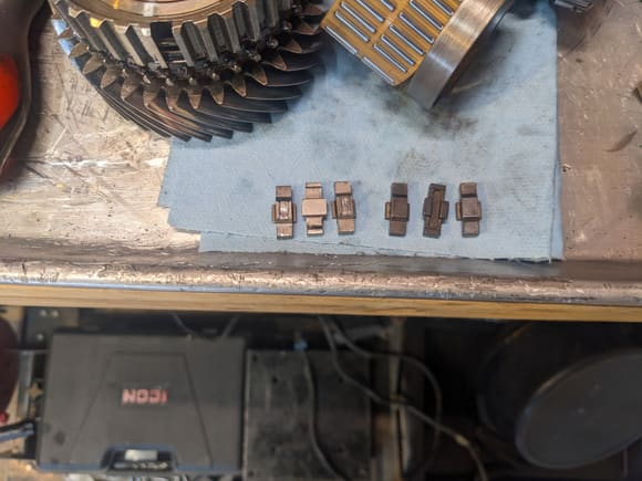 Nothing was wrong with the transmission, save for these stupid "billet" dogshit keys. I realized after putting them in that there was a better alternative. The POSs on the left are powdered metal, and the keys on the right are chromoly. 