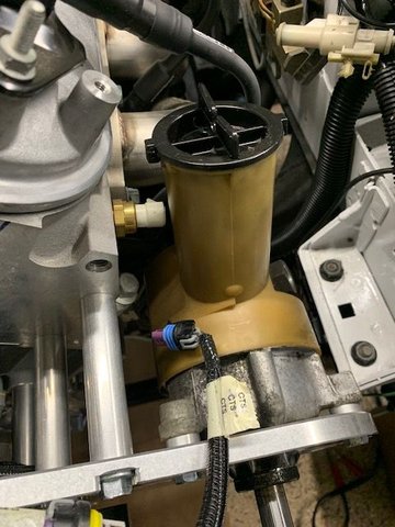 I'm running a Fox power steering pump with ICT Billet front end accessory brackets.  You can see the pump was right up against the ECT sensor.