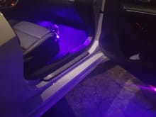Blue/ purple led lights for the foot area and door lights.