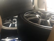 Picked up some 19” G35 Rays wheels this weekend ! Has cracks and chips in powder coating so I will need to refinish them but I’ll test fit this week and see if I like the color 
