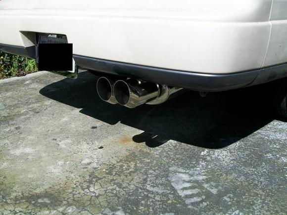 New 2-1/4&quot; Cat-back with a DTM dual tip chrome muffler.