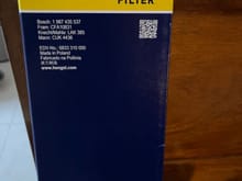 Cabin Filter by KENGST. Sourced from ECS Tuning Ohio USA…arrived in a week’s time via FEDEX. These filters are equivalent to Bosch or Mahle. 