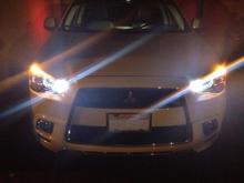 Switchback LED on front signal lights.  Parking lights only.