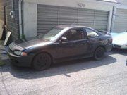 A lot of body work needs to be done on her. 

Plans: Evo MR body kit with a carbon fiber hood
