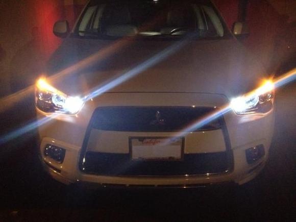 Switchback LED on front signal lights.  Parking lights only.