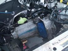 ZZP's 3000 Stall converter installed. It is essential to make sure the Torque Converter splines all the way and is sitting flush on the inside of the tranny.
