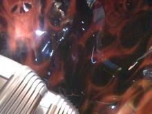 Free hand airbrushed skulls in real fllame