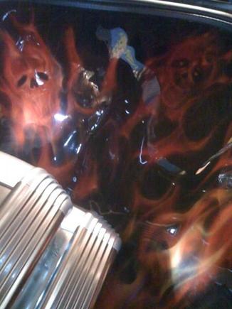 Free hand airbrushed skulls in real fllame