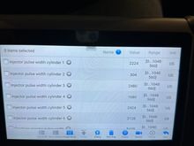 Here’s a shot of injector pulse width at 300 after the issue starts after 10 min or so 