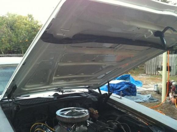 first paint on the car (underside of the hood.)