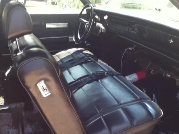 I removed the old rug (it was dusty and dried out is spots) and installed the fire extinguisher as a preventative measure...ya never know.