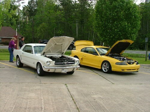 1965 Mustang 289 next to my 95 Mustang 302
