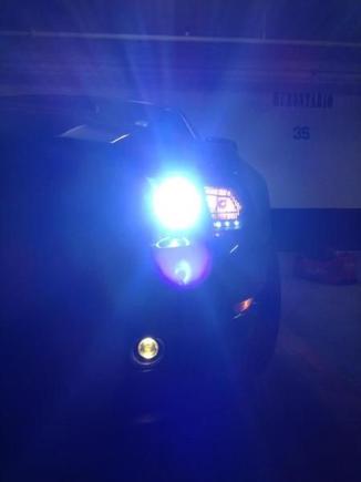 Raxiom Headlights with H11 6000k HID conversion, Eurolite H11 yellow halogen fog lights.
