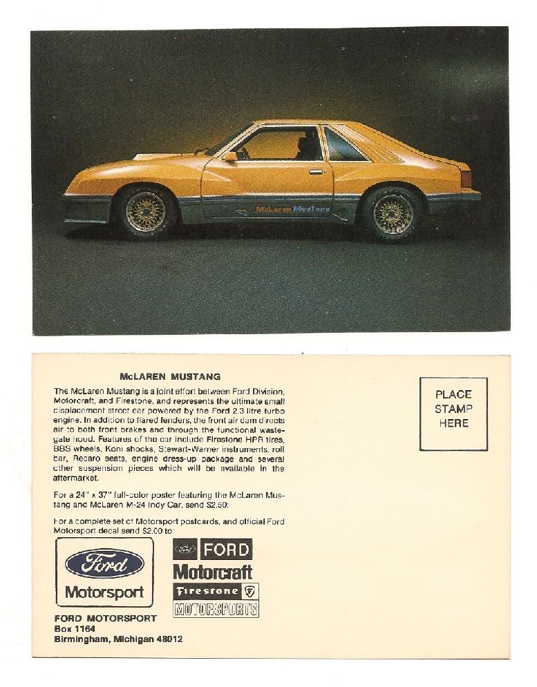 Miscellaneous - Mc<aren Post Card - New - 1980 Ford Mustang - York, PA 17406, United States