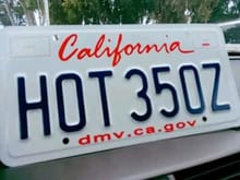 MY NEW CALIFORNIA LICENSE PLATES. Im surprised they were available                   
        HOT 350Z