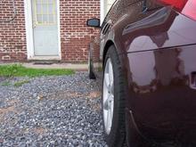 Stock suspension, stock 18" wheels, stock tire sizes, 30mm rear spacers.