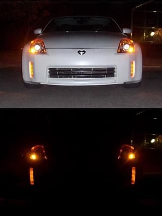 Front park lights and LED marker lights (with camera flash and without camera flash)