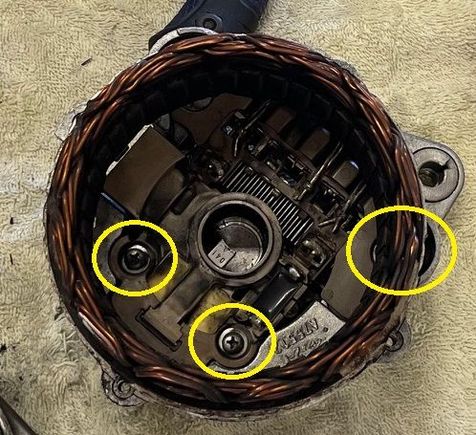 Screws circled in yellow.