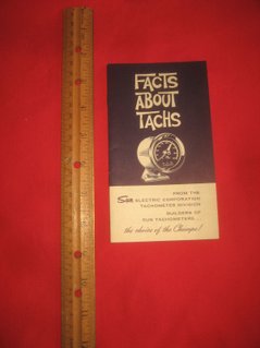 Original Sun Tachometer Facts About Tachs booklet.