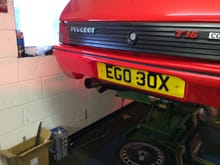 Here you can see the bumper with the twin exahaust holes filled and painted and the T16 style single exhaust.