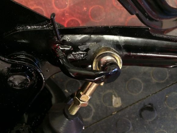 Here you can see the added strength for the rose joint on the clutch pedal.