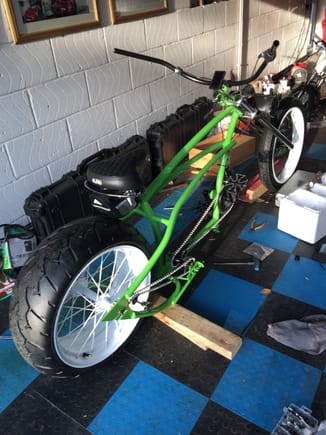 This is the 52v ebike I scratch built using a van wheel and spokes it. Both now use tesla cells (actually made by Samsung)