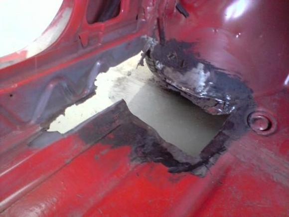 Passenger floor pan cut and ready for welding :)
