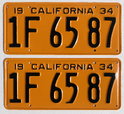 1934 California LICENSE PLATES  for sale $385 