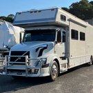 2008 VOLVO RENEGADE 45' MOTORHOME/ 2007 32' STACKER TRAILER