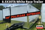 🔥NEW 8.5X30 TA White Polycore Race Car Trailer / Hauler for Sale $15,499