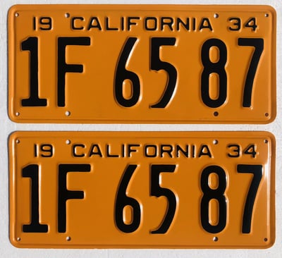 1934 California LICENSE PLATES