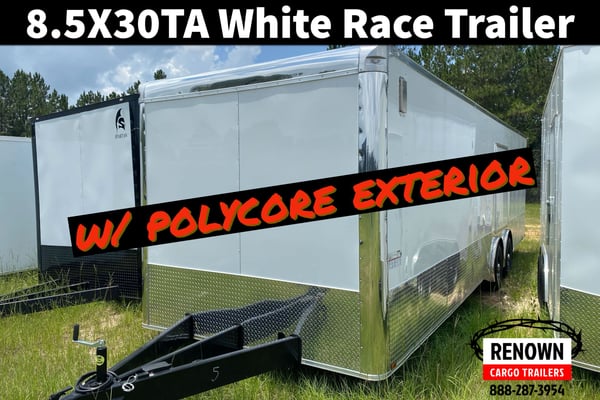 🔥NEW 8.5X30 TA White Polycore Race Car Trailer / Hauler  for Sale $22,999 
