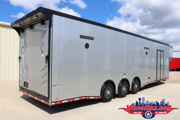 40' Gooseneck Silver-Blackout Race Trailer @ Wacobill.com 