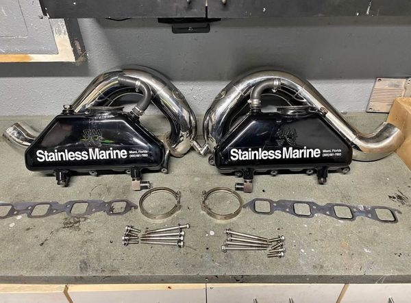 Stainless marine BBC full exhaust w/ tails  