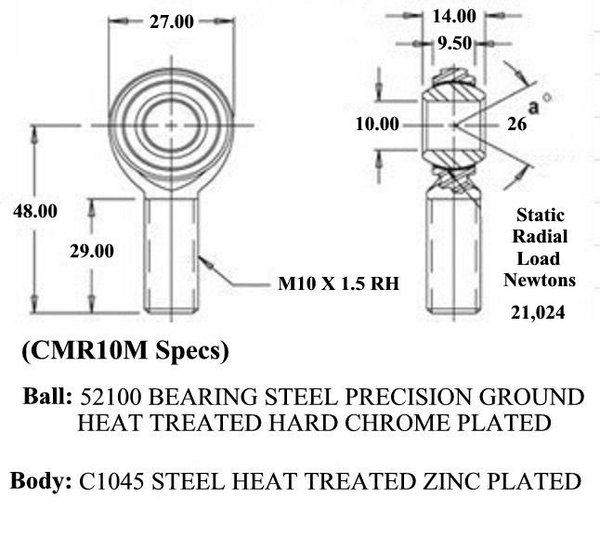 M10 X 1.5 Economy Metric Male RH Rod End CMR10M for Sale in Muncie, IN