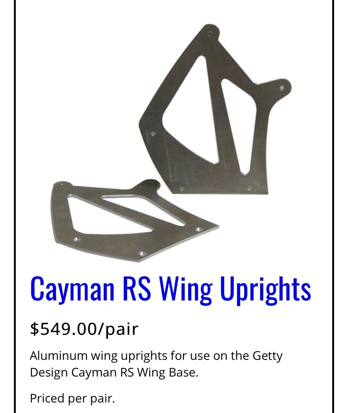Exterior Body Parts - Cayman RS Uprights Getty Design 987 - New - Livermore, CA 94550, United States