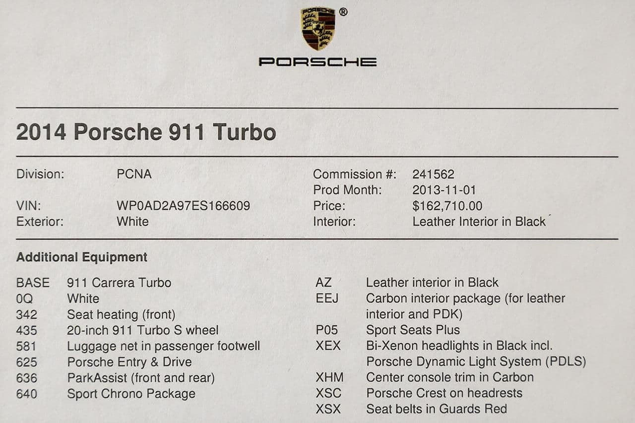 2014 Porsche 911 - 2014 Porsche 911 Turbo Carrera White - Used - VIN WP0AD2A97ES166609 - 20,550 Miles - 6 cyl - AWD - Automatic - Coupe - White - Dublin, CA 94568, United States