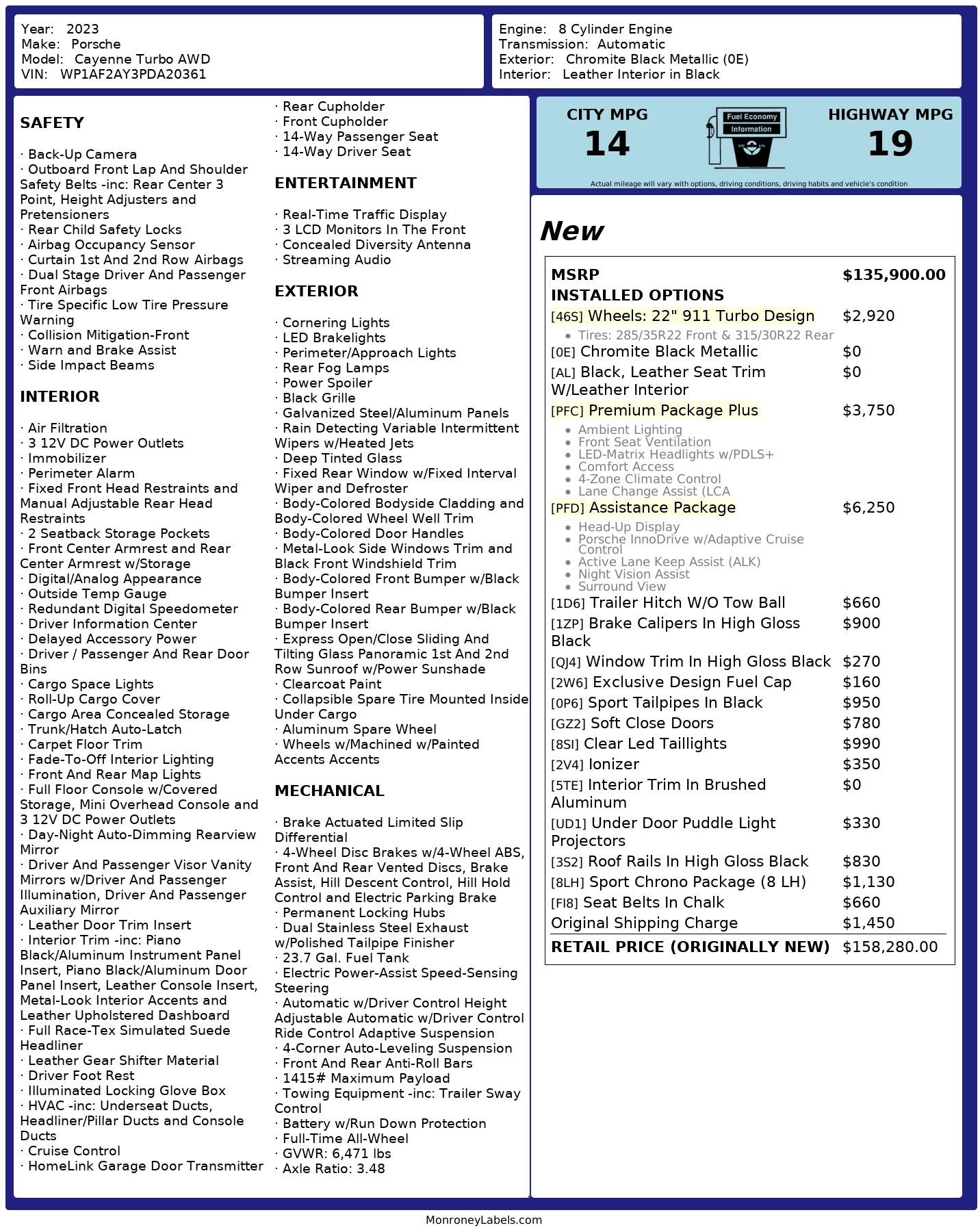 2023 Porsche Cayenne - 2023 Porsche Cayenne Turbo – Chromite Black Metallic – Loaded and Impeccable, CPO - Used - VIN WP1AF2AY3PDA20361 - 18,700 Miles - 8 cyl - AWD - Automatic - SUV - Black - Mckinney, TX 75072, United States