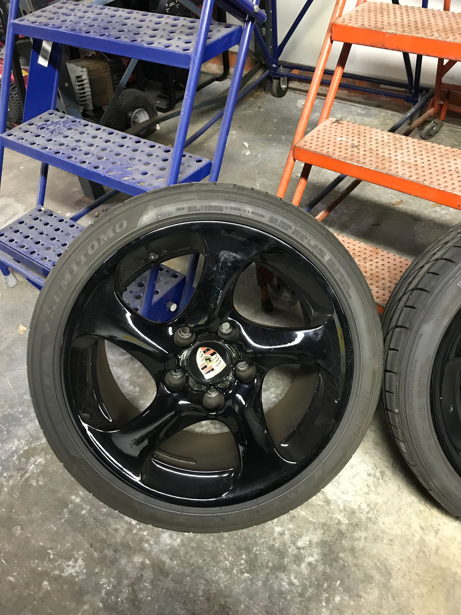 Wheels and Tires/Axles - Black Turbo Twist solid spoke wheels off 996 C4S with good Sumitomo tires - Used - 2002 to 2005 Porsche Carrera - Miami, FL 33169, United States